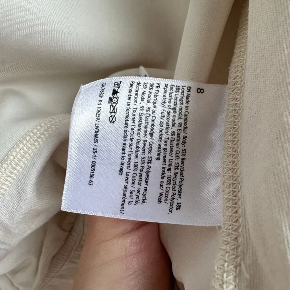 Lululemon Brushed Softstreme Hood Full Zip Up Size 8 Medium Ivory Bone
